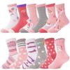 ANTSANG Baby Girls Toddlers Grips Socks Kids Non Slip/Anti Skid Unicorn Striped Crew Cotton Socks 12 Pairs Gift Stocking Stuffers (Girl's-Unicorn Pink(12 Pairs),3-5 Y) view 1