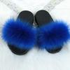 Auhoho Girls Faux Fur Slippers Indoor Outdoor Furry Slides Colorful Beach Sandals Shoes 13.5 M US Little Kid,Royal Blue view 2