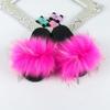 Auhoho Girls Faux Fur Slippers Indoor Outdoor Furry Slides Colorful Beach Sandals Shoes 9 M US Toddler,Rose view 2