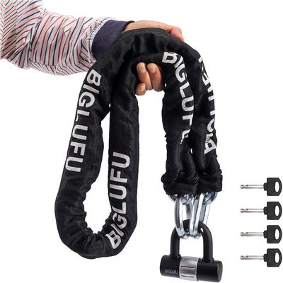 BIGLUFU Motorcycle Lock Chain Locks Heavy Duty 4ft Long, 15mm Cut Proof Square Chains, Ideal for Motorcycles, Bikes, Generator, Gates, Bicycle, Scooter
