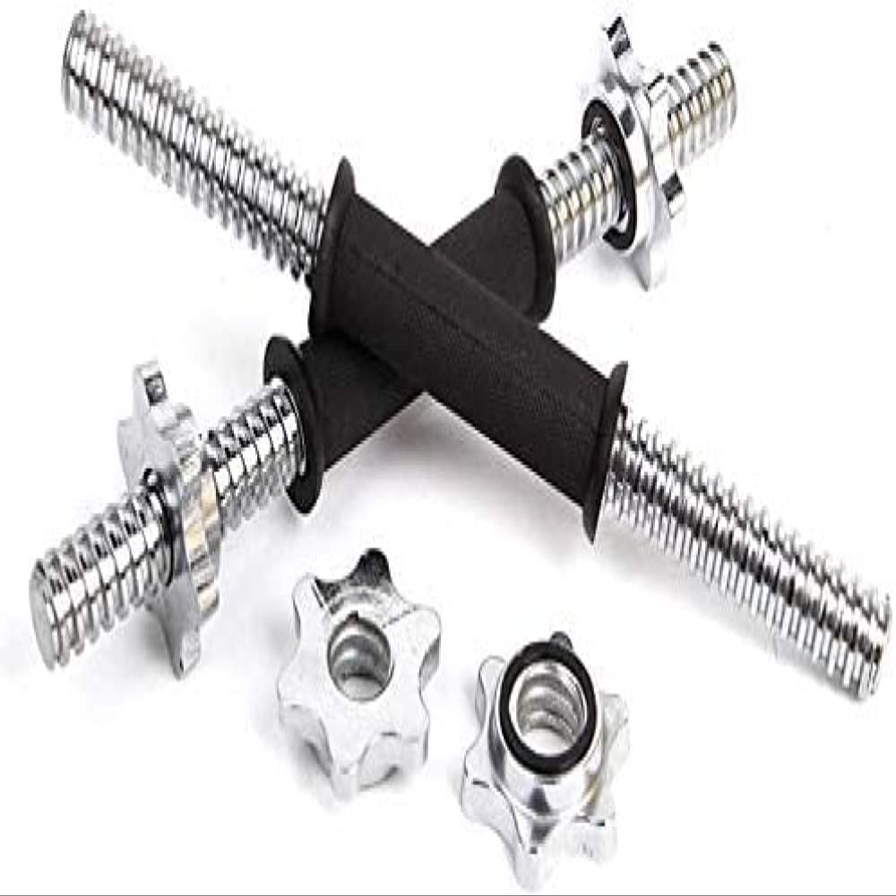YRHH 1 Pair Dumbbell Handles, Dumbbell Bar,Adjustable Chrome Threaded Dumbbells Bar - 1" Diameter Center - for Weightlifting Fitness and Training-38cm