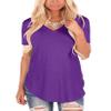 Andongnywell Women's Casual Solid Color T-Shirts Short Sleeve V Neck Loose Summer Casual Tunic Tops Blouse (Purple,Medium,) view 1