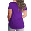 Andongnywell Women's Casual Solid Color T-Shirts Short Sleeve V Neck Loose Summer Casual Tunic Tops Blouse (Purple,Medium,) view 3