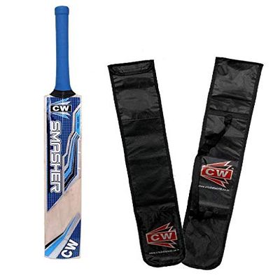 CW Smasher Blue Men Cricket Bat Full Size Senior Cricket Bat Club Cricket Training & Practice Cricket Bat Light Weight Thick Blade Free Cover Included