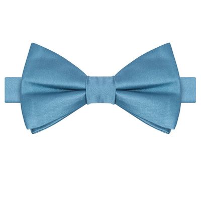 KissTies Pre-Tied Kids Bow Ties Dusty Blue Satin Boys Bowtie + Gift Box