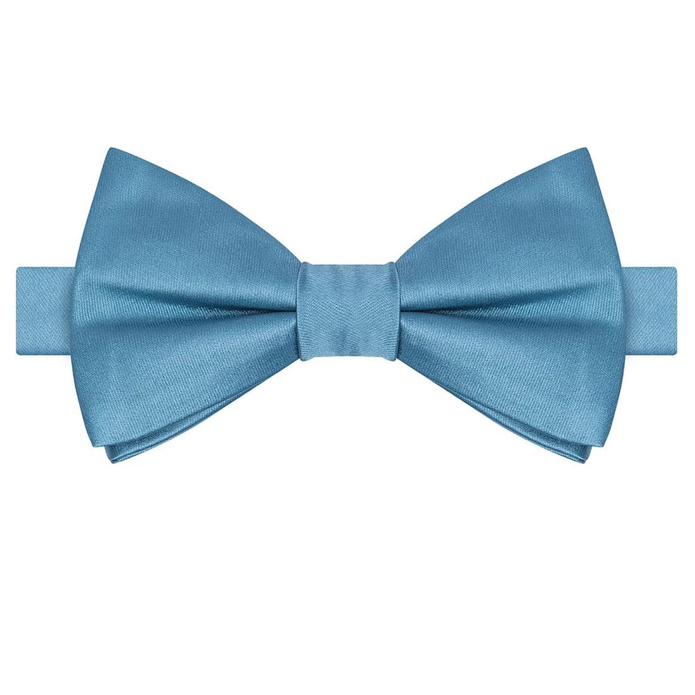 KissTies Pre-Tied Kids Bow Ties Dusty Blue Satin Boys Bowtie + Gift Box