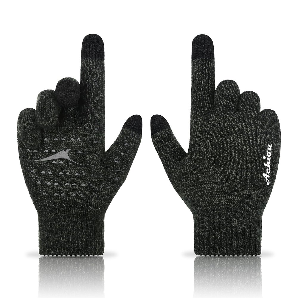 Achiou Winter Gloves, Glove for Men Women, Upgraded Touch Screen Texting Warm Running with Thermal Soft Knit Lining