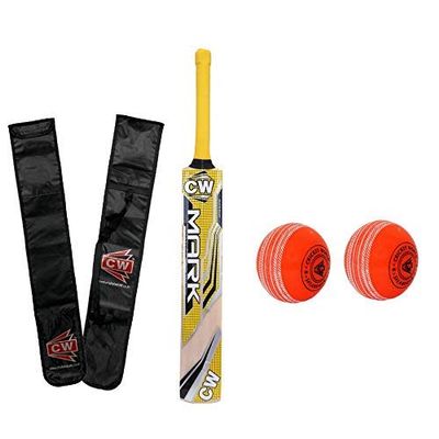 CW MARK Tennis Bat with Ball Bat Ball Set for Kids Bat with I-10 Balls Pack of 2 Kids Bat with Synthetic Ball Tennis Cricket Bat for Kids Kashmir Willow Bat Tennis Bat for Cricket Size 1