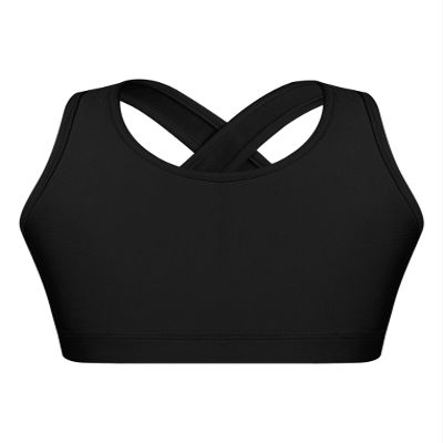 Kaerm Kids Girls Criss Cross Athletic Racerback Crop Top Hip Hop Jazz Dance Keyhole Vest Cycling Bra Black 10