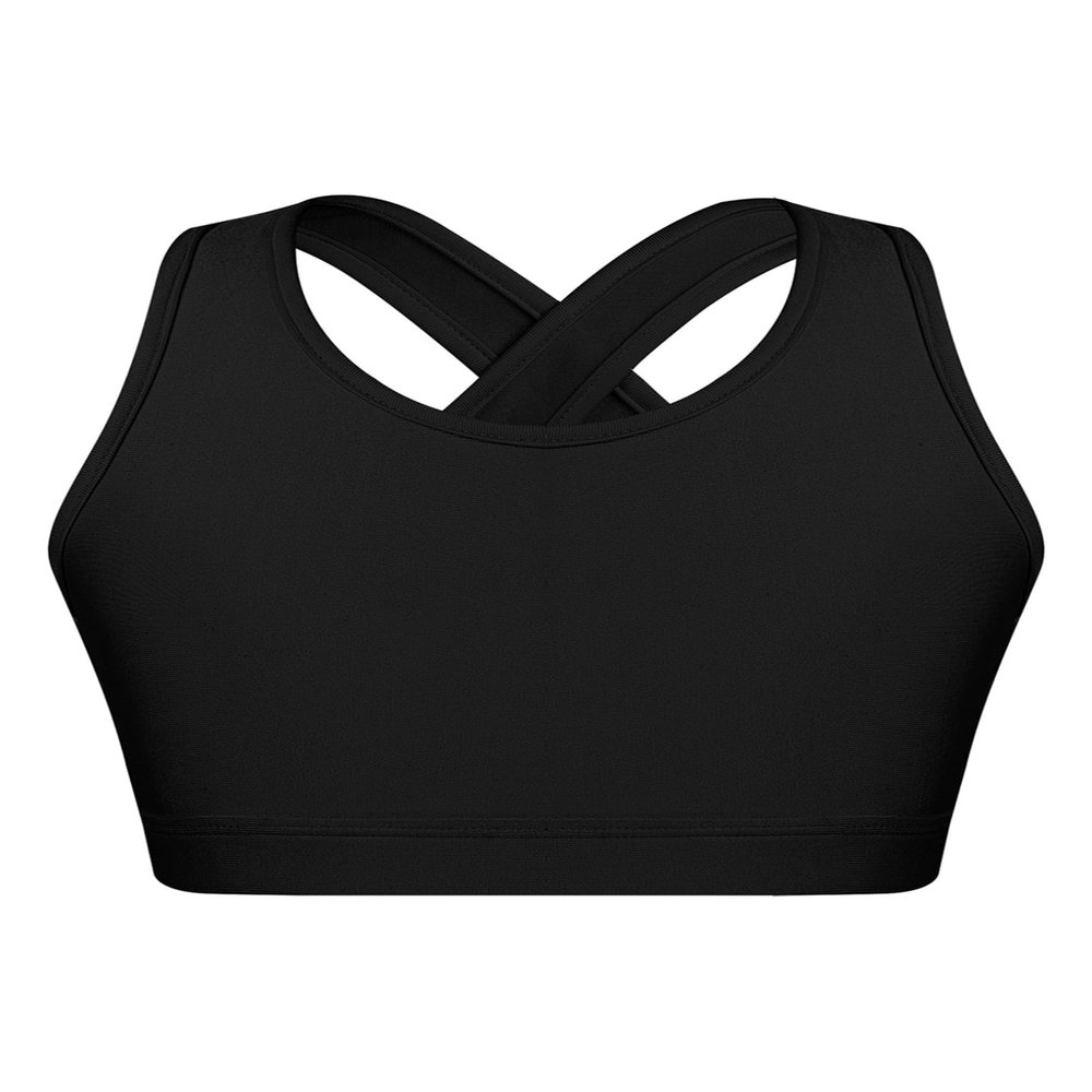 Kaerm Kids Girls Criss Cross Athletic Racerback Crop Top Hip Hop Jazz Dance Keyhole Vest Cycling Bra Black 10
