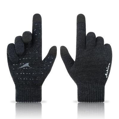 Achiou Winter Gloves, Glove for Men Women, Upgraded Touch Screen Texting Warm Running with Thermal Soft Knit Lining