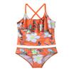 iiniim Kids Girls Criss Cross Flounce 2 Piece Bikini Set Tankini Top Underwear Swimsuit Swimwear Orange 4 view 1