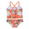 iiniim Kids Girls Criss Cross Flounce 2 Piece Bikini Set Tankini Top Underwear Swimsuit Swimwear Orange 4 view 2