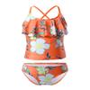 iiniim Kids Girls Criss Cross Flounce 2 Piece Bikini Set Tankini Top Underwear Swimsuit Swimwear Orange 4 view 3
