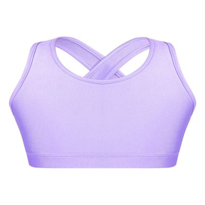 Kaerm Kids Girls Criss Cross Athletic Racerback Crop Top Hip Hop Jazz Dance Keyhole Vest Cycling Bra Purple 16