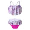 Kaerm Kids Girls Criss Cross Ruffled Tankini Bikini Set Swimwear Cute Cartoon Top with Boyshorts Swimsuit Colorful 2T view 1