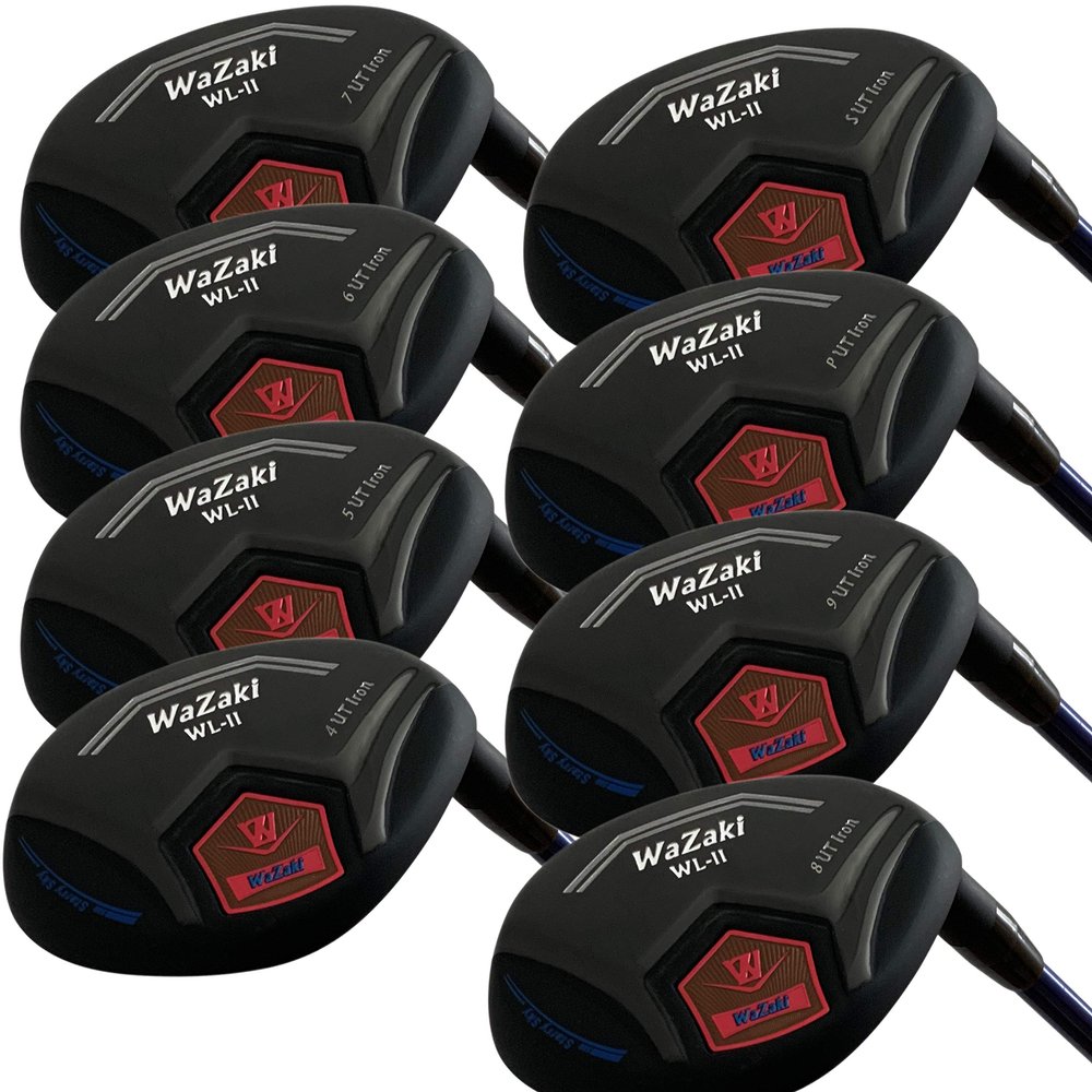 Japan WaZaki Hybrid Iron Set USGA R A Rules Golf Club,Whole Black Oil Finish,4-SW,with Covers,WLIIs Blk Ltd Model,Mens Regular Flex,65g Graphite Shaft,Standard Length,Pack of 16