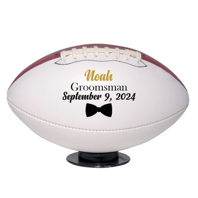 Ballstars Custom Groomsmen and Best Man Football Mid-Size 9 Inch with Base | Official Size 3 | for Wedding, Bridal Party, Bachelor