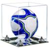 Better Display Cases Acrylic Display Case for Collectibles, Full Size Soccer Ball Display Case,Silver Risers & Mirror Base, Handcrafted Showcase Box.DIM;9.75" L x 9.75" W x 9.75" H. (B02/A027) view 1