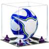 Better Display Cases Acrylic Display Case for Collectibles, Full Size Soccer Ball Display Case,Purple Risers & Mirror Base, Handcrafted Showcase Box.DIM;9.75" L x 9.75" W x 9.75" H. (B02/A027) view 1