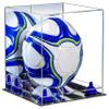 Better Display Cases Acrylic Display Case for Collectibles, Full Size Soccer Ball Display Case,Navy Blue Risers & Mirror Base, Handcrafted Showcase Box.DIM;9.75" L x 9.75" W x 9.75" H. (B02/A027) view 1