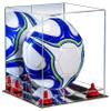 Better Display Cases Acrylic Display Case for Collectibles, Full Size Soccer Ball Display Case,Red Risers & Mirror Base, Handcrafted Showcase Box.DIM;9.75" L x 9.75" W x 9.75" H. (B02/A027) view 1