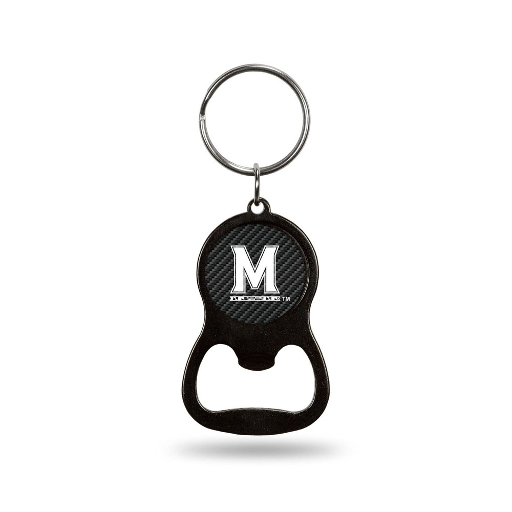 Rico Industries NCAA Maryland Terrapins Carbon Fiber Metal Keychain - Beverage Bottle Opener With Key Ring - Pocket Size