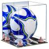 Better Display Cases Acrylic Display Case for Collectibles, Full Size Soccer Ball Display Case,Pink Risers & Mirror Base, Handcrafted Showcase Box.DIM;9.75" L x 9.75" W x 9.75" H. (B02/A027) view 1