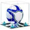 Better Display Cases Acrylic Display Case for Collectibles, Full Size Soccer Ball Display Case,Blue Risers & Mirror Base, Handcrafted Showcase Box.DIM;9.75" L x 9.75" W x 9.75" H. (B02/A027) view 1