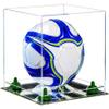 Better Display Cases Acrylic Display Case for Collectibles, Full Size Soccer Ball Display Case,Green Risers & Mirror Base, Handcrafted Showcase Box.DIM;9.75" L x 9.75" W x 9.75" H. (B02/A027) view 1