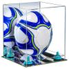 Better Display Cases Acrylic Display Case for Collectibles, Full Size Soccer Ball Display Case,Blue Risers & Mirror Base, Handcrafted Showcase Box.DIM;9.75" L x 9.75" W x 9.75" H. (B02/A027) view 1