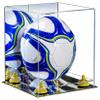 Better Display Cases Acrylic Display Case for Collectibles, Full Size Soccer Ball Display Case,Yellow Risers & Mirror Base, Handcrafted Showcase Box.DIM;9.75" L x 9.75" W x 9.75" H. (B02/A027) view 1