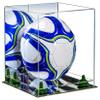 Better Display Cases Acrylic Display Case for Collectibles, Full Size Soccer Ball Display Case,Green Risers & Mirror Base, Handcrafted Showcase Box.DIM;9.75" L x 9.75" W x 9.75" H. (B02/A027) view 1