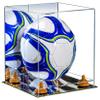 Better Display Cases Acrylic Display Case for Collectibles, Full Size Soccer Ball Display Case,Orange Risers & Mirror Base, Handcrafted Showcase Box.DIM;9.75" L x 9.75" W x 9.75" H. (B02/A027) view 1