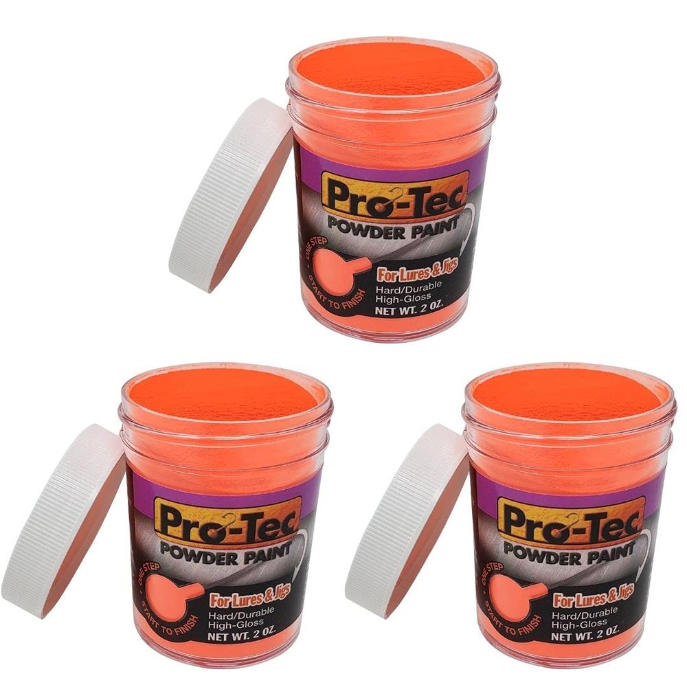 WELCH PRODUCTS Pro Tec Powder Paint Bundle, Flame Red - 3-Pack, Lure Paint for Jig Heads, Fishing Dye, 2 Oz