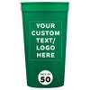 Custom Plastic Stadium Cups 32 oz. Set of 50, Personalized Bulk Pack - Perfect for Summer, Sporting Events, Birthdays, Picnic, Beach, Parties - Kelly Green view 1