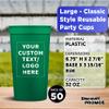 Custom Plastic Stadium Cups 32 oz. Set of 50, Personalized Bulk Pack - Perfect for Summer, Sporting Events, Birthdays, Picnic, Beach, Parties - Kelly Green view 4