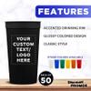 Custom Plastic Stadium Cups 32 oz. Set of 50, Personalized Bulk Pack - Perfect for Summer, Sporting Events, Birthdays, Picnic, Beach, Parties - Black view 2