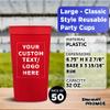 Custom Plastic Stadium Cups 32 oz. Set of 50, Personalized Bulk Pack - Perfect for Summer, Sporting Events, Birthdays, Picnic, Beach, Parties - Red view 4