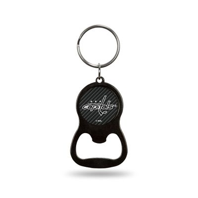 Rico Industries NHL Hockey Washington Capitals Carbon Fiber Metal Keychain - Beverage Bottle Opener With Key Ring - Pocket Size