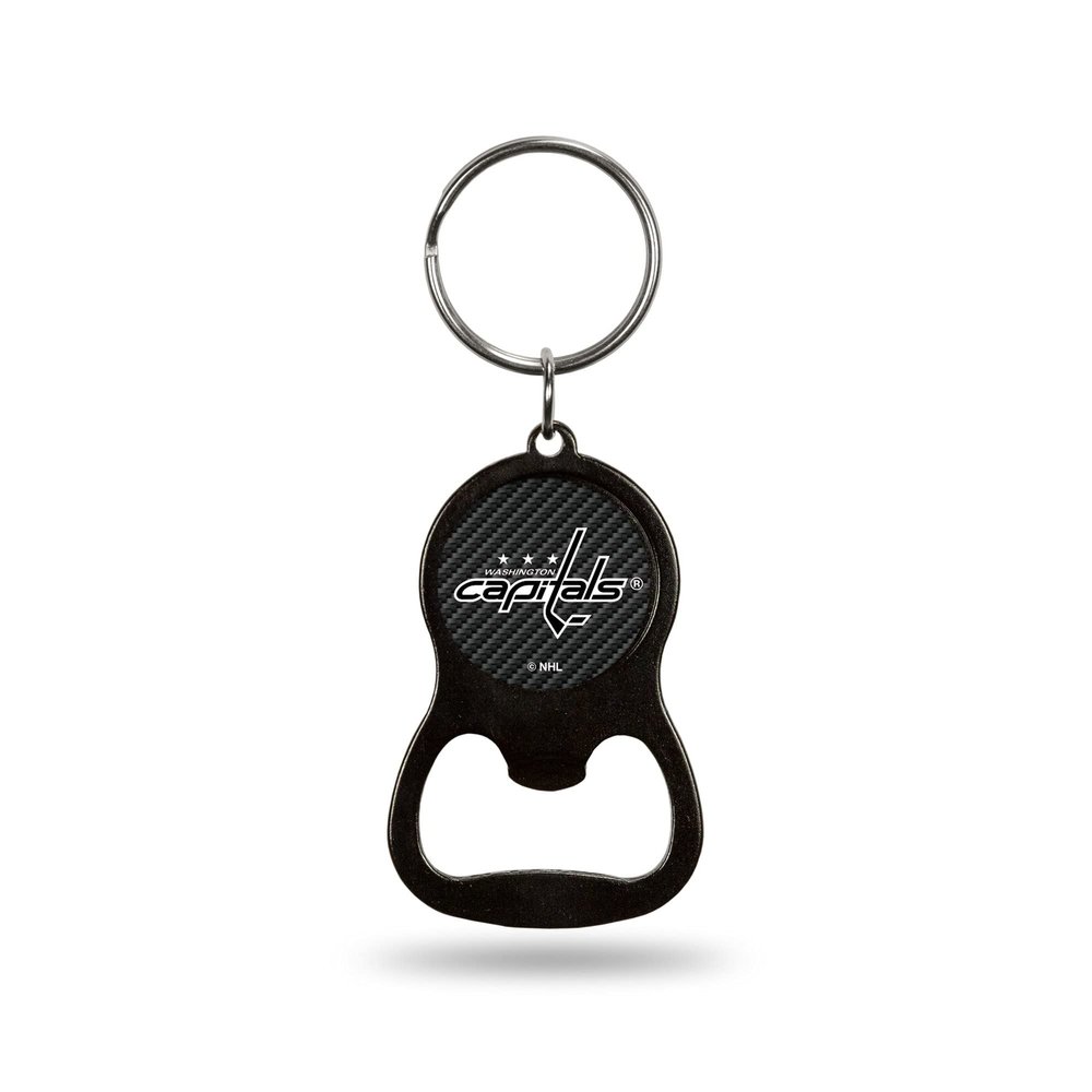 Rico Industries NHL Hockey Washington Capitals Carbon Fiber Metal Keychain - Beverage Bottle Opener With Key Ring - Pocket Size