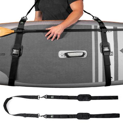 Gradient Fitness SUP & Kayak Carry Strap Hands-Free Paddle Board, Surfboard & Kayak Carrier with Padded Shoulder Sling Adjustable Paddleboard Accessory for Men & Women (Black)
