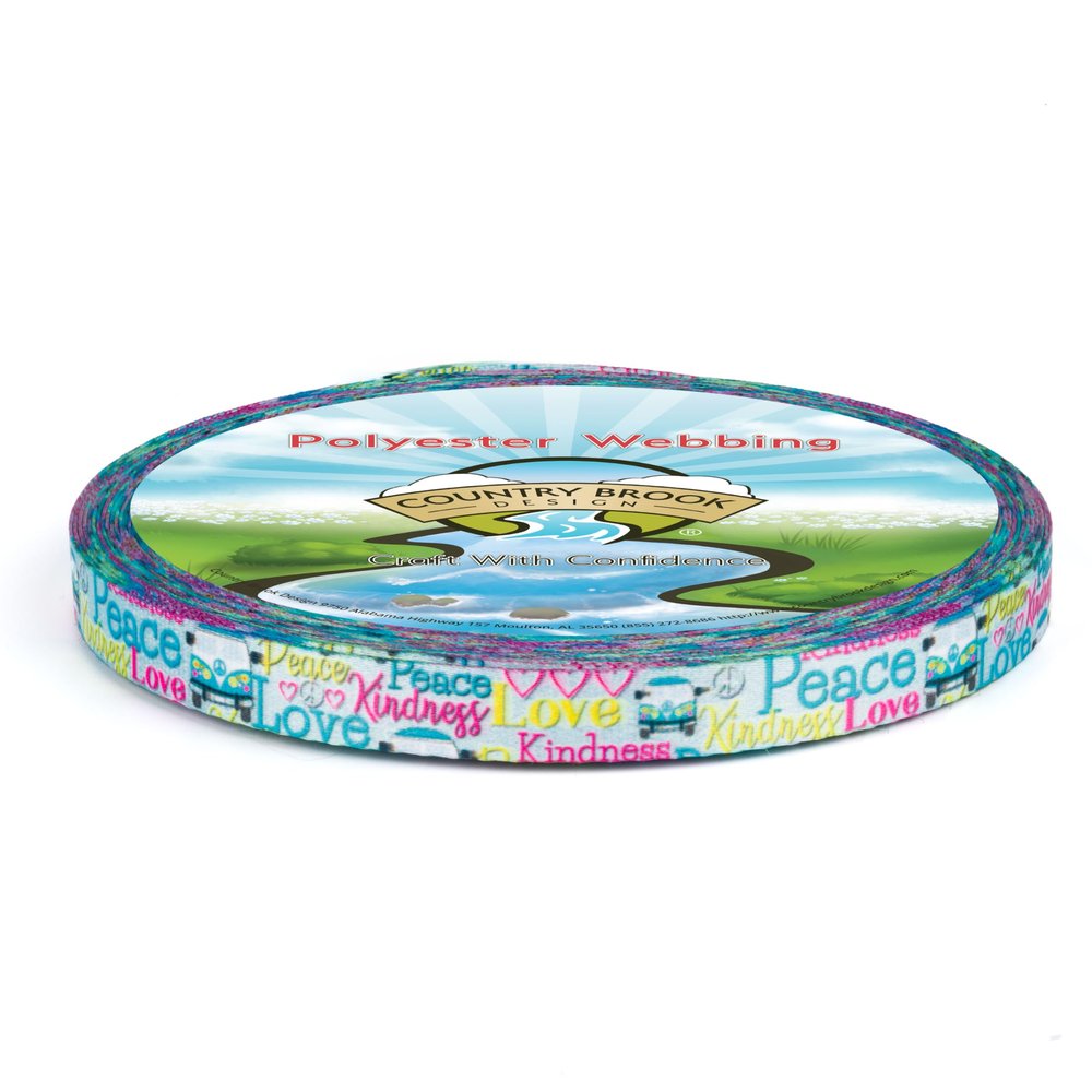 Country Brook Design - Love and Peace Photo Quality Polyester (1/2 Inch, 50 Yards)