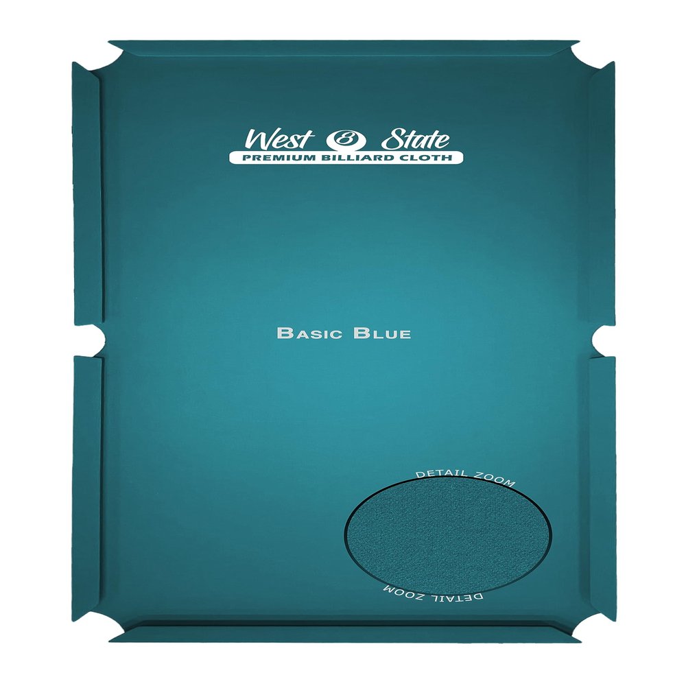 West State Billiards 21 oz Pre-Cut Pool Table Felt Replacement Kit for 8 Foot Tables - Wool and Nylon Blend with Teflon - Basic Blue