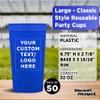 Custom Plastic Stadium Cups 32 oz. Set of 50, Personalized Bulk Pack - Perfect for Summer, Sporting Events, Birthdays, Picnic, Beach, Parties - Blue view 4