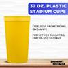 DISCOUNT PROMOS Plastic Stadium Cups 32 oz. Set of 10, Bulk Pack - Perfect for Summer, Sporting Events, Birthdays, Picnic, Beach, Parties - Yellow view 3