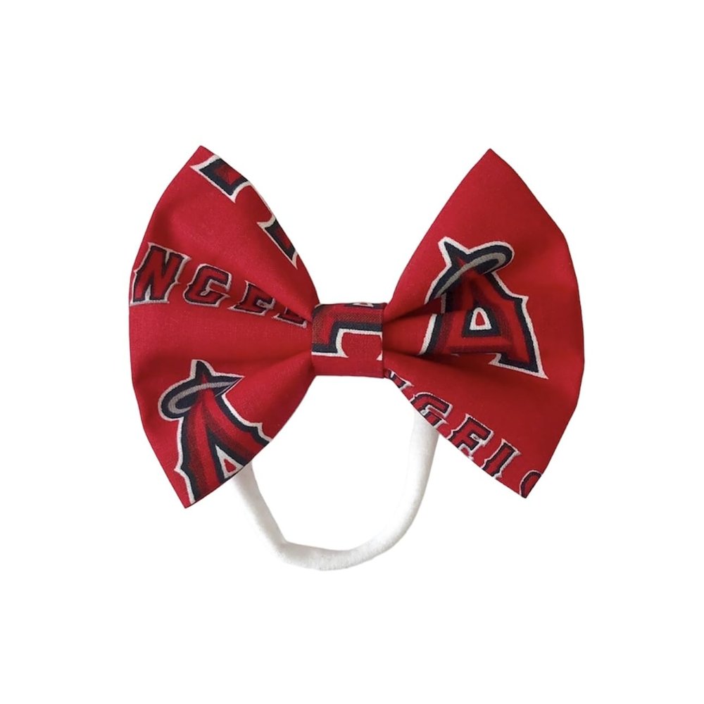 Angels Bow Baby Headband or Hair Clip (Headband) Red