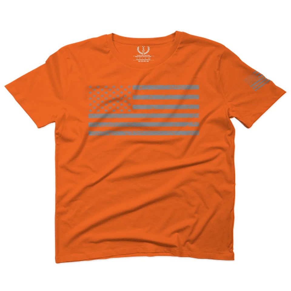 0176. Gray America USA American United States Vintage Flag Patriotic Style for Men T Shirt (Orange 2X-Large)