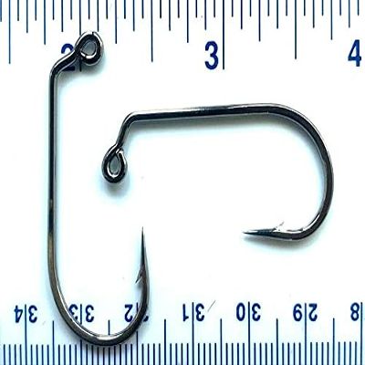 1000 Gerry's Tackle 32824 2X Strength Black Nickel 60 Degree Round Bend Jig Hooks sz 2/0 - Bulk