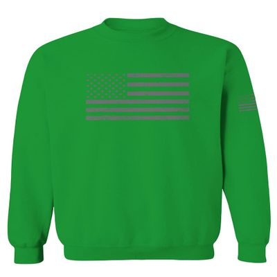 0176. Gray America USA American United States Vintage Flag Patriotic Style Men's Crewneck Sweatshirt (Irish Green Large)